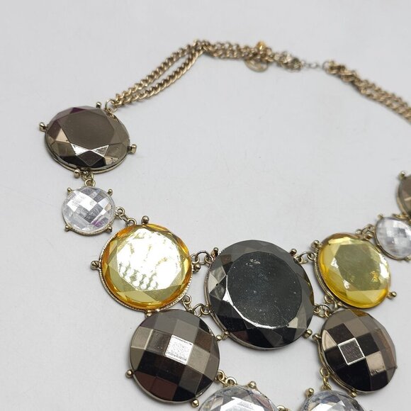 Erica Lyons Statement Necklace With Gold Chain Multi-Color Faceted Acrylic Discs - Picture 3 of 6